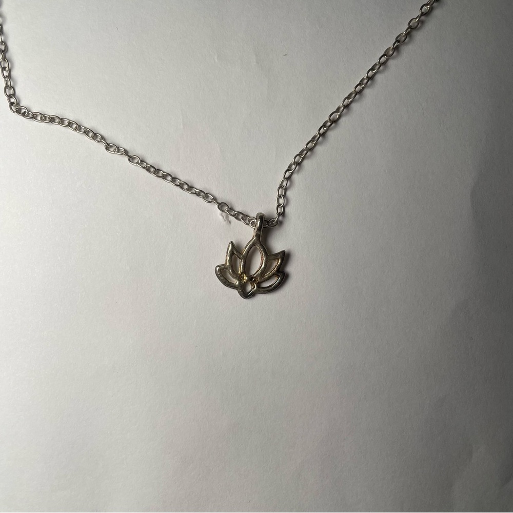 Elegant Silver Lotus Pendant Necklace